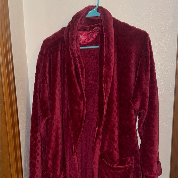 Elegant Red Plush Robe with Shawl Collar - Picture 2 of 5